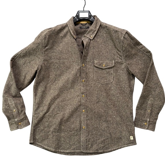 Jeremiah Mens XL Brown Button Up Shirt Long Sleeve Casual Flannel Flecked - Picture 1 of 8